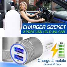 Load image into Gallery viewer, 2.1A 1A Dual 2 Two Port USB Car Charger 12V Power Adapter